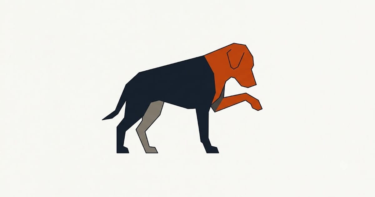 A dog licking one front paw
